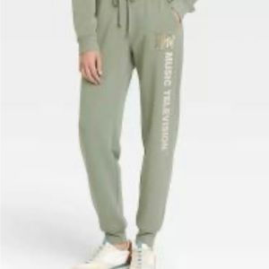 MTV LEOPARD PRINT LOGO GRAPHIC JOGGER PANTS